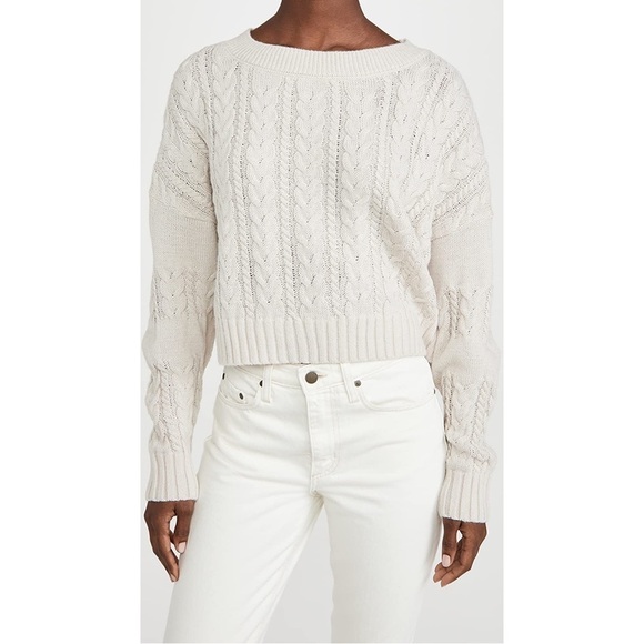 Bb Dakota Isn't She Cute Neutral Minimalist Cable Knit Crop Wool Sweater Medium - Picture 1 of 9
